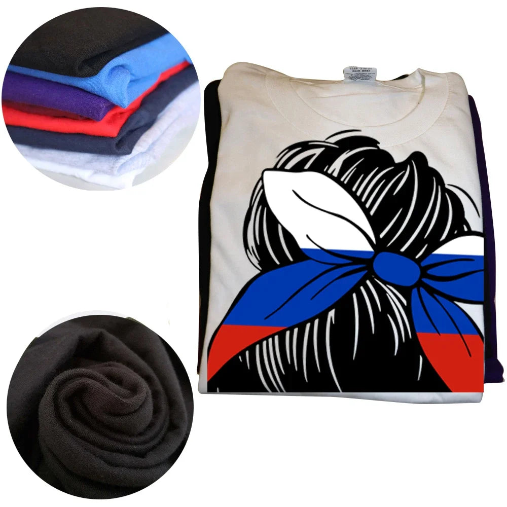 Camisetas divertidas con la bandera de Rusia para mujer y niña, camisetas de algodón con gráficos de estilo veraniego, camisetas de manga corta para regalo de cumpleaños