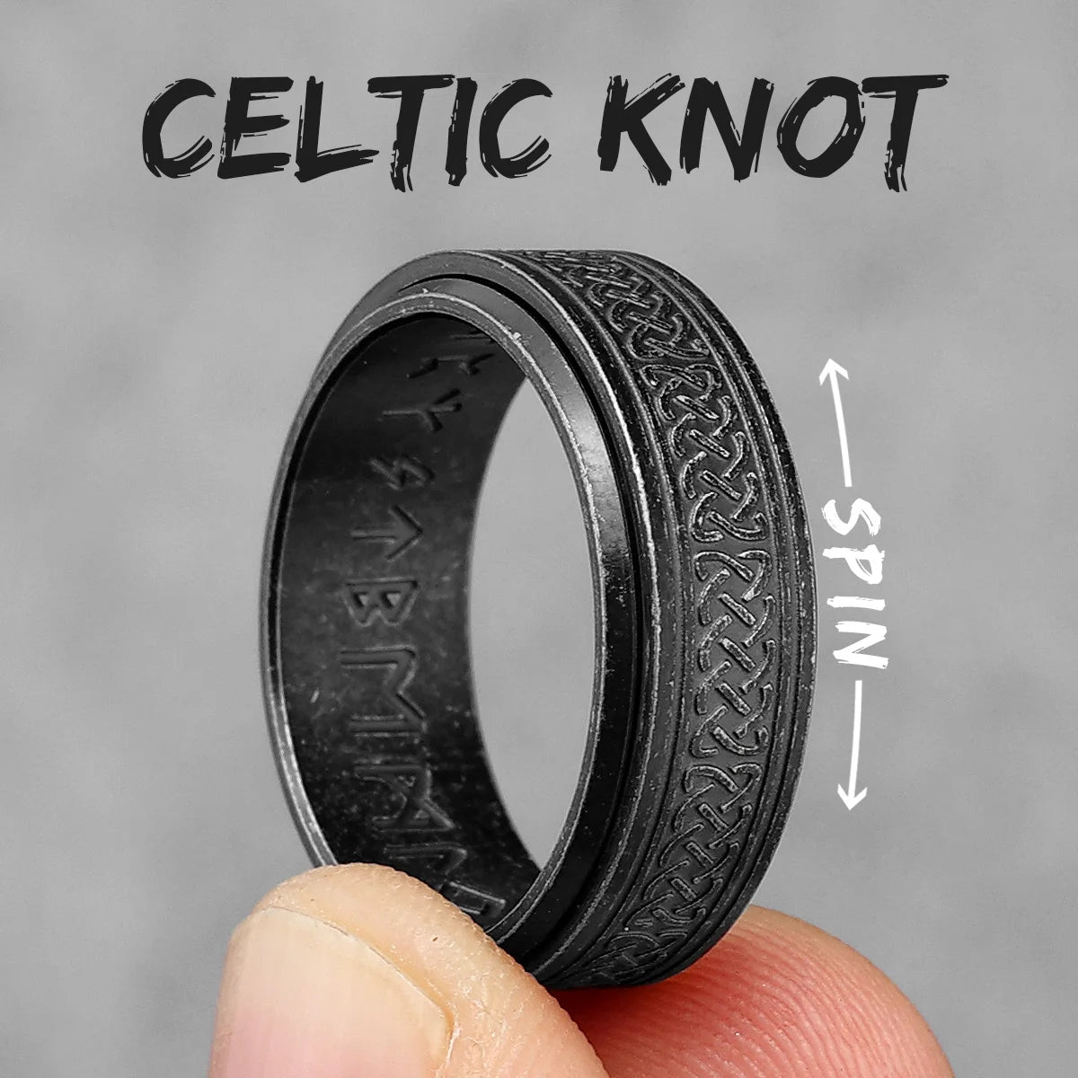 Celtic Knot Ring Viking Runes 316L Stainless Steel Mens Rings Retro Simple Rock for Boyfriend Jewelry Creativity Gift Wholesale