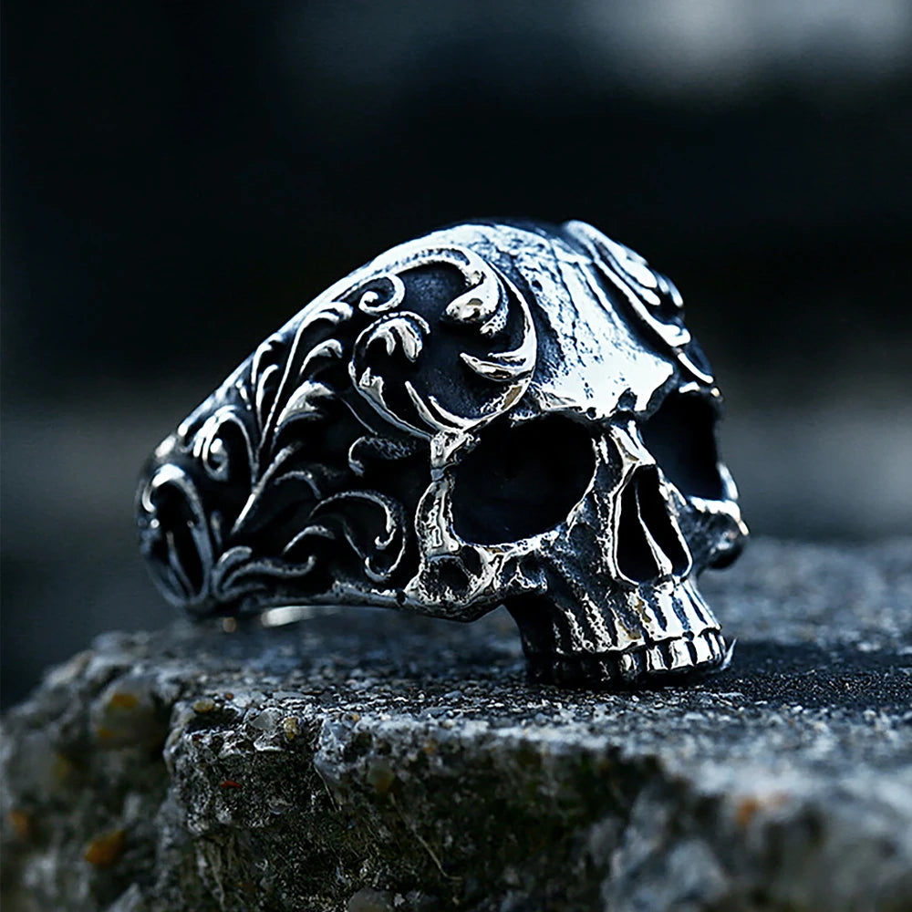 Vintage Gothic 316L Stainless Steel Skull Rings For Men Women Punk Biker Skull Ring Fashion Amulet Jewelry Gifts Dropshipping