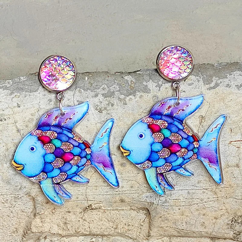 Colorful Devil Fish Acrylic Earrings For Women