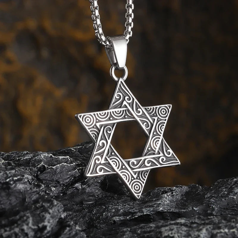 New Fashion Zircon Star of David Pendant Men Women Trend Charm Hexagonal Star Necklace Daily Casual Jewelry Gift