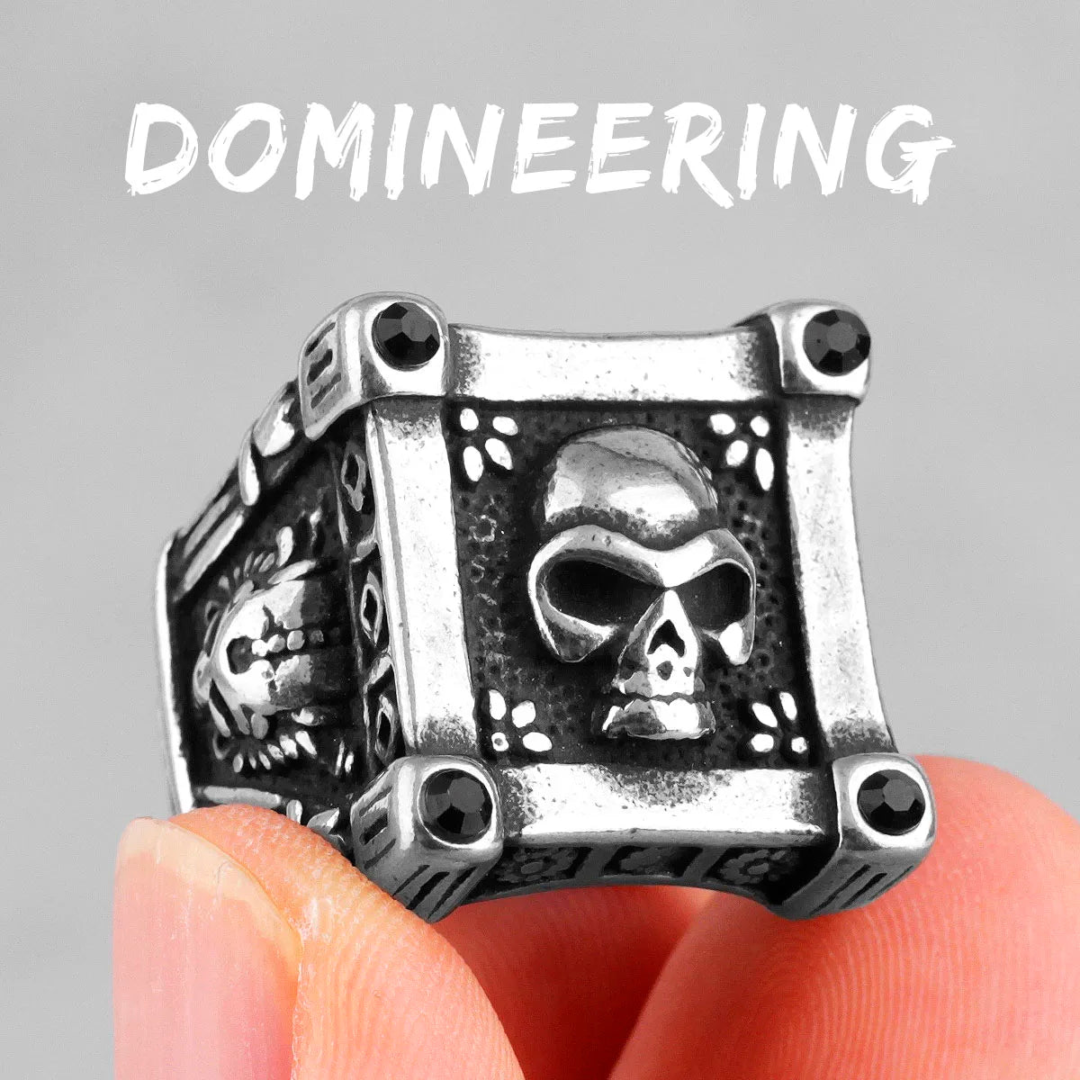 Skulls Badge Rings 316L Stainless Steel Men Ring Variety Retro Skeletons Punk Rock Punk for Rider Male Smoker Jewelry Best Gift