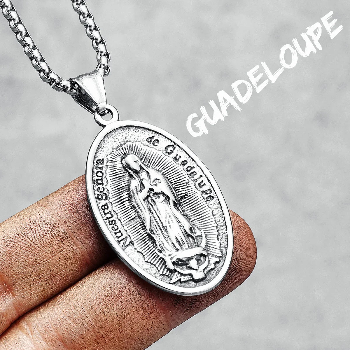 Nuestra Senora Pendant De Guadalupe Necklace Retro 316L Stainless Steel Chain Religion Rock Hip Hop for Rider Biker Jewelry Gift