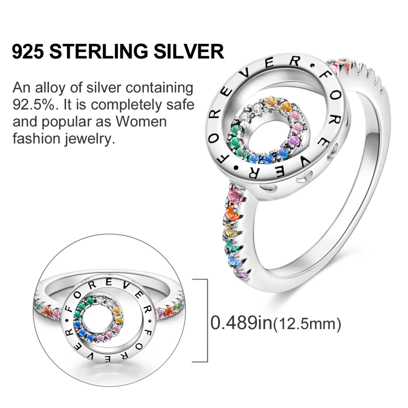 925 Sterling Silver Rings Original Design Blue Zircon Star Moon Finger Rings For Women High Quality Wedding Jewelry Gift