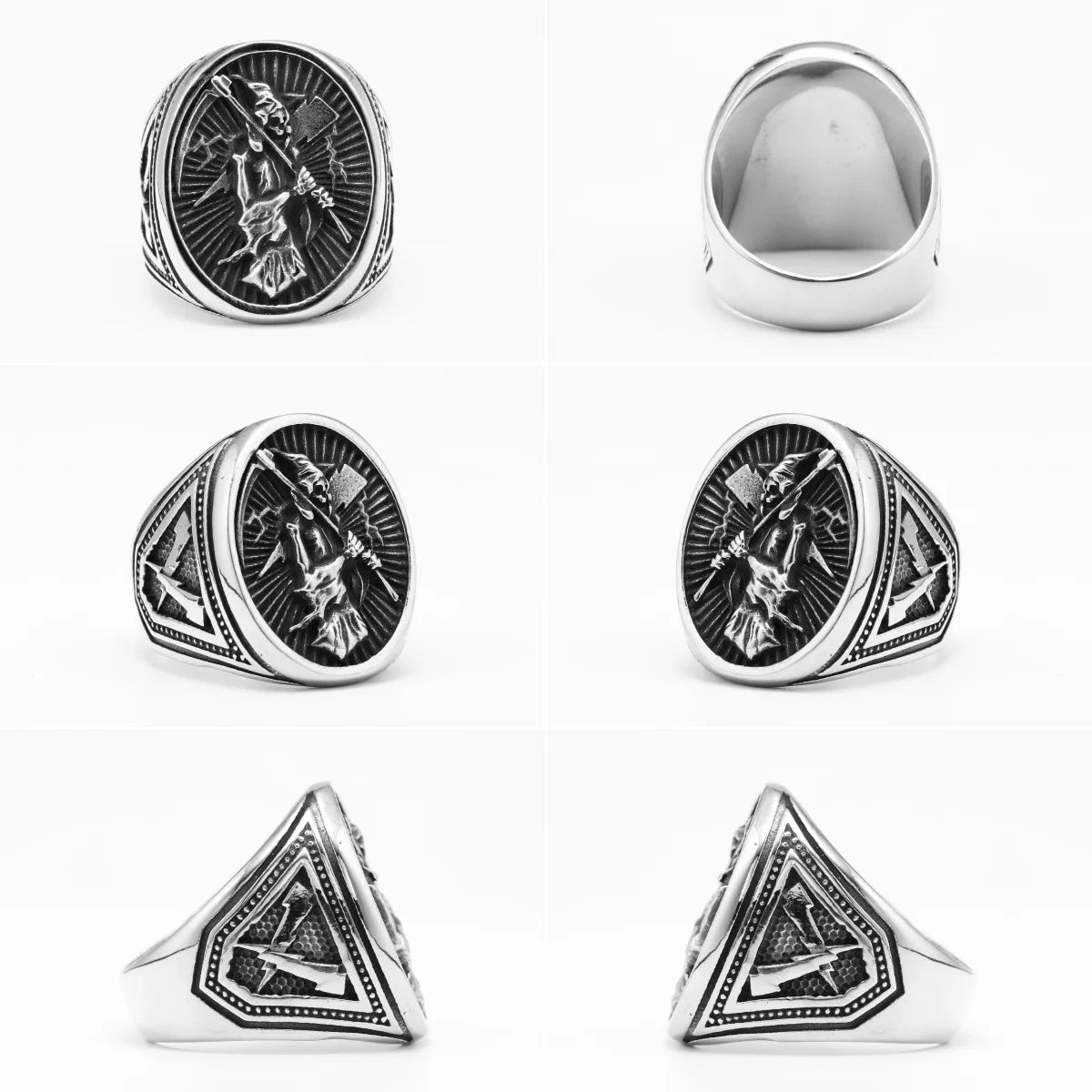 Grim Reaper Men Rings 316L Stainless Steel Punk Rock Soul Scythe Rap Party for Biker Male Friend Jewelry Best Gift Wholesale