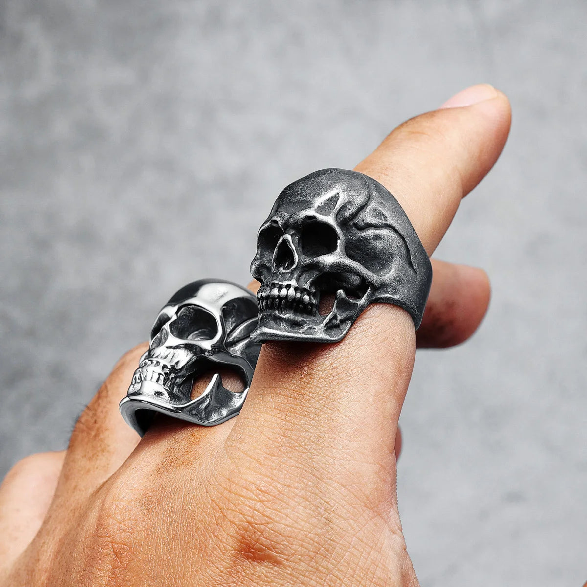 Original Skull Men Ring 316L Stainless Steel High Polished Rock Punk HipHop Rap for Biker Rider Male Boyfriend Jewelry Best Gift