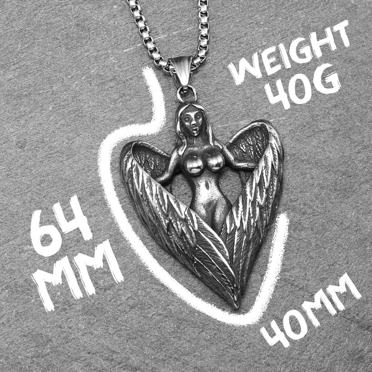 Heart Wings Necklace Angel Pray Pendant Stainless Steel Men Chain Hip Hop Rock Aestheticism Jewelry Punk Xmas Gift for Friend