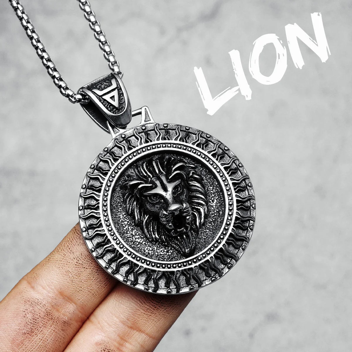 Majestic Lion Necklaces 316L Stainless Steel Wild Wolf Men Pendant Wild Chain Rock Punk Rap for Boyfriend Male Jewelry Best Gift