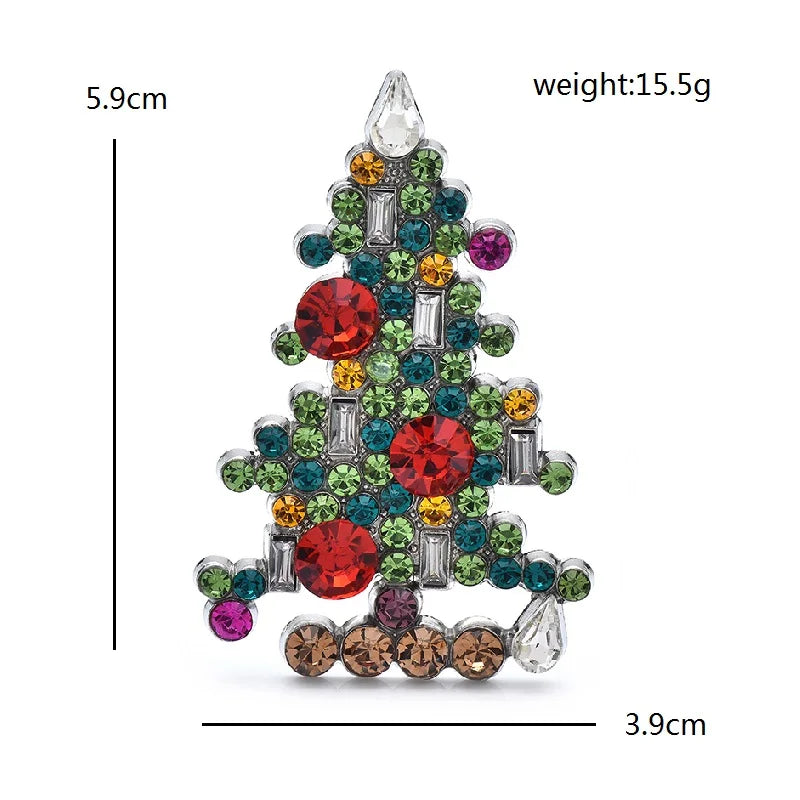 Wuli&baby Beautiful Christmas Tree Brooches For Women Shining Rhinestone Trees New Year Flowers Party Brooch Pins Gifts