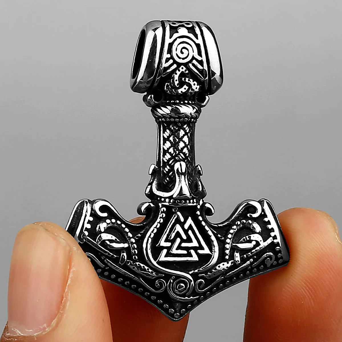 Nordische Mjolnir Valknut Rune Halskette Herren Amulett Anhänger Edelstahl Wikinger Skandinavischer Wien Anhänger Halskette Geschenk