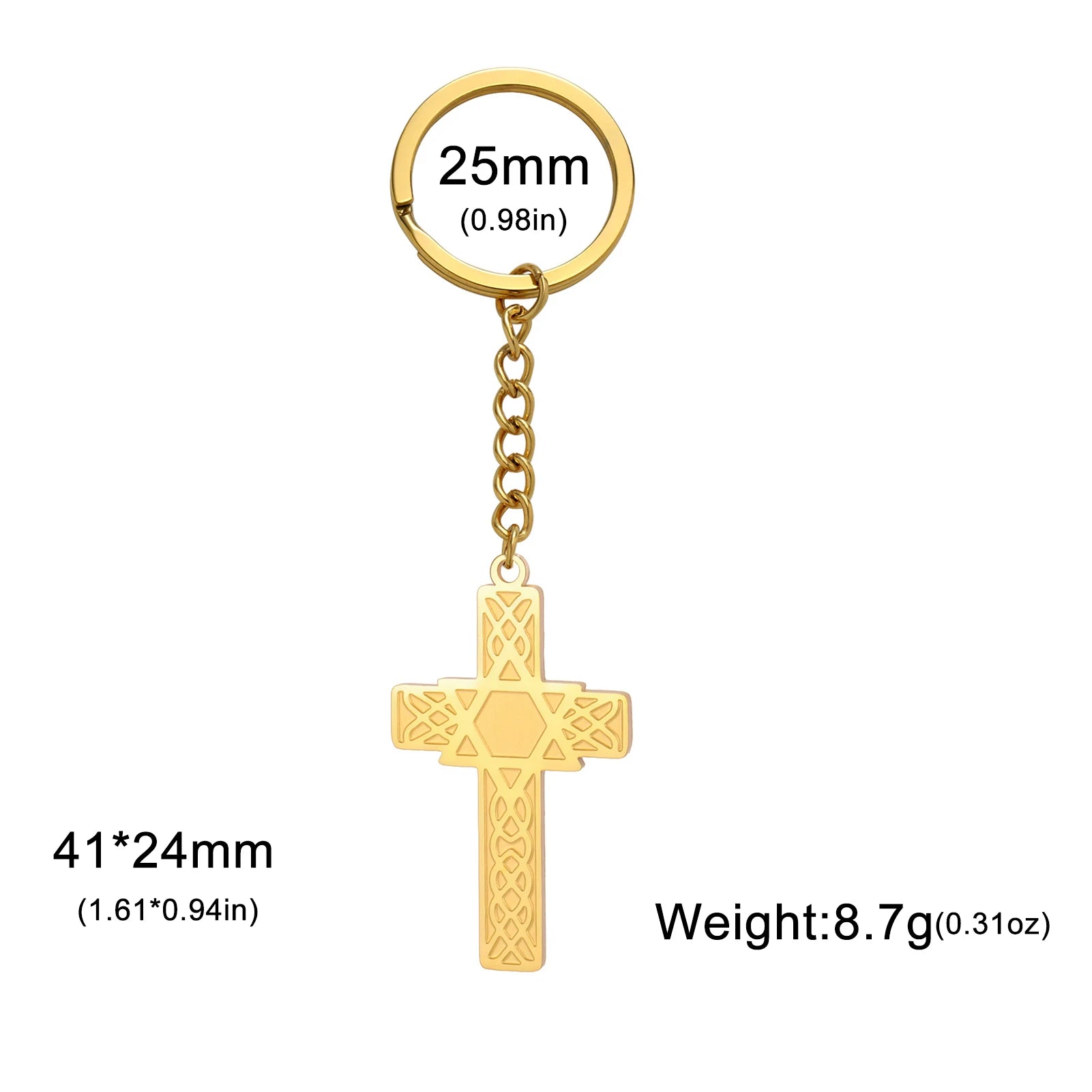 Porte-clés Dreamtimes Croix Étoile de David pour Femmes Hommes Pendentif Corrosion Bijoux en Acier Inoxydable Cadeau