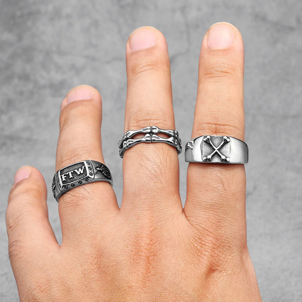 Skelett Ringe 316L Edelstahl Gothic Retro Schädel Männer Ring Rock Punk Party für Biker Reiter Freund Schmuck Geschenk Großhandel