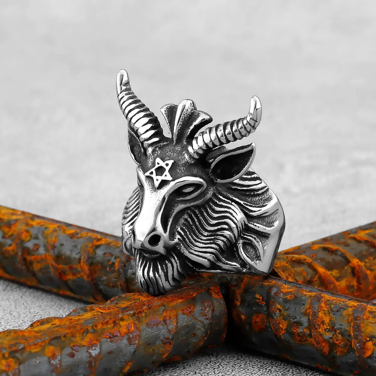 Totenkopf/Tiere Gothic Punk Satanischer Teufel Ring Vintage Steampunk Herren Edelstahl Wikinger Ring Hiphop Motorrad Biker Schmuck