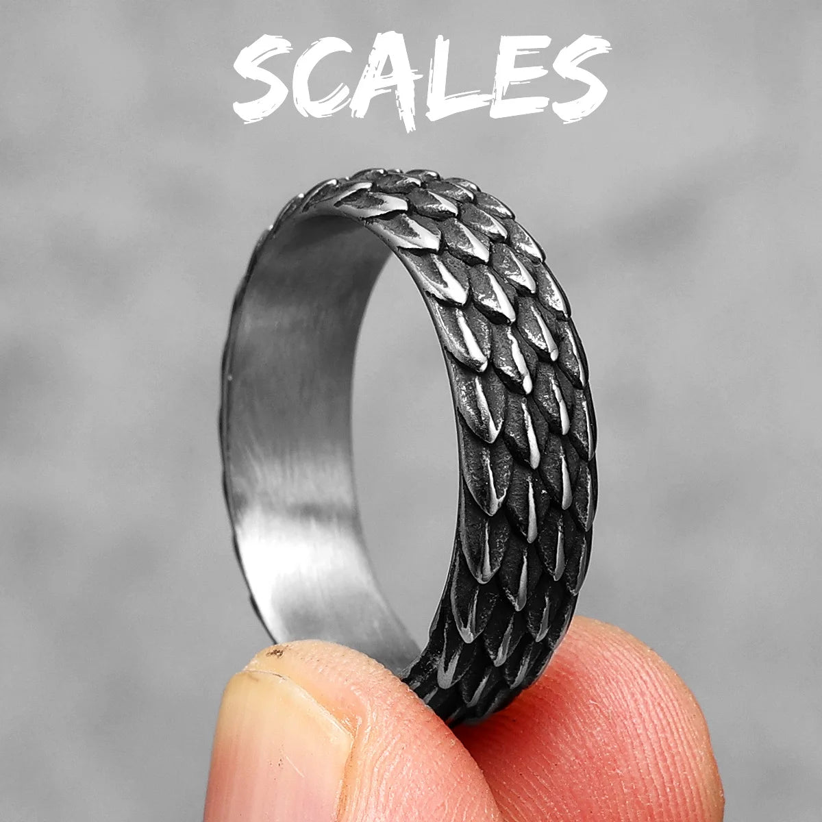 Scale Texture Ring 316L Stainless Steel Rings Men Simplicity Retro Rock Hip Hop Trendy for Boyriend Biker Jewelry Gift Wholesale