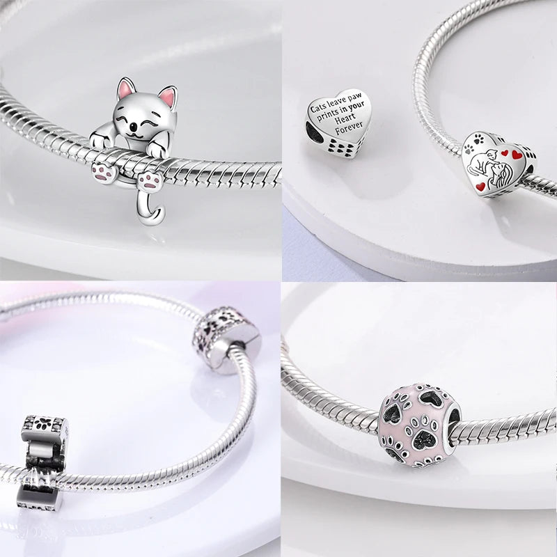 New Silver Plated Cute Dog Pets Charms Beads Fit Original Pandora Bracelet Charms DIY For Women Pendant Beads Jewelry Gift