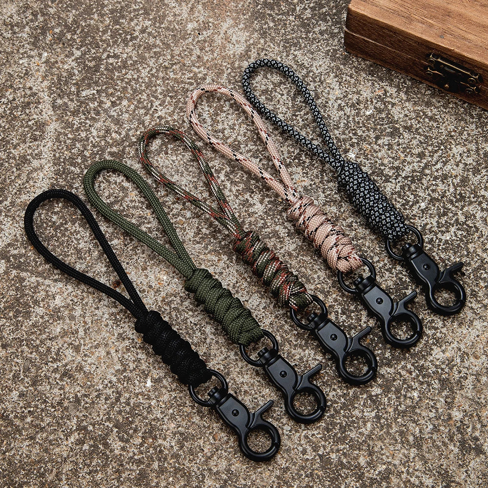 MKENDN Emergency Paracord Clip Buckle Keychain Outdoor Camping Rescue Survival Rope Flashlight Knife Lanyard Backpack keychains