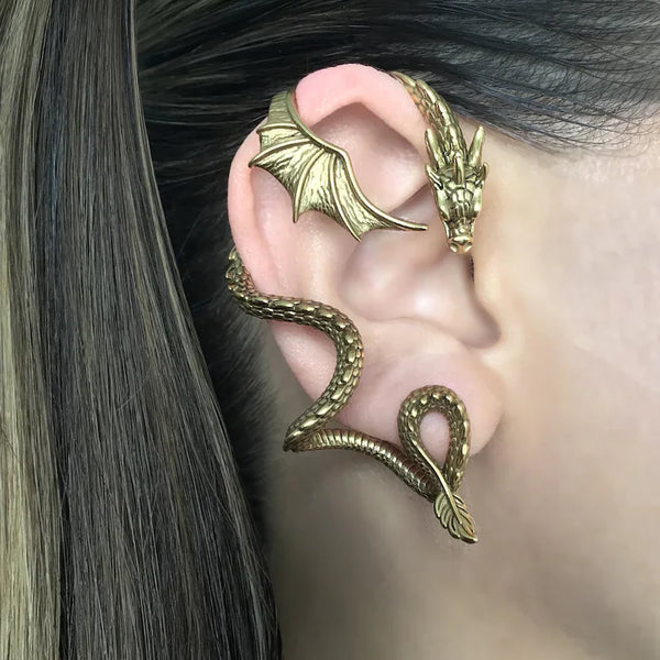 Vintage Gold Filled Enamel outlet Dragon Earrings