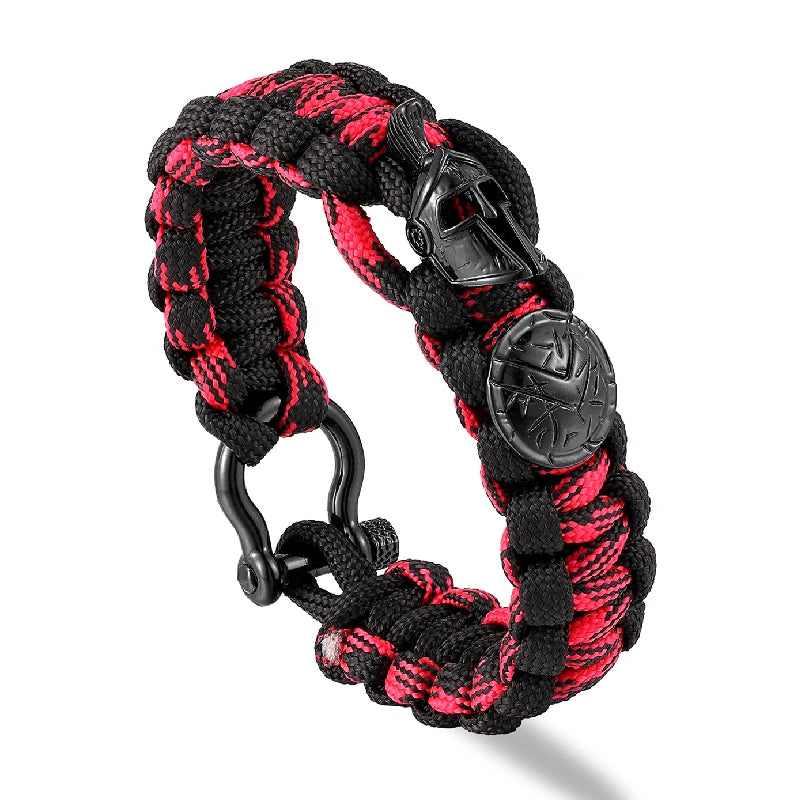 MKENDN Creative Design Spartan Warrior Helmet Horseshoe Buckle Survival Bracelet Vikings Accessories Handmade Paracord Bracelet