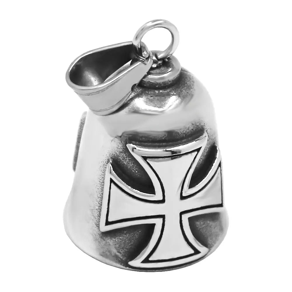 Black Classic Cross Bell Pendant Necklace Stainless Steel Jewelry Fashion Biker Mens Pendant Wholesale SWP0690A