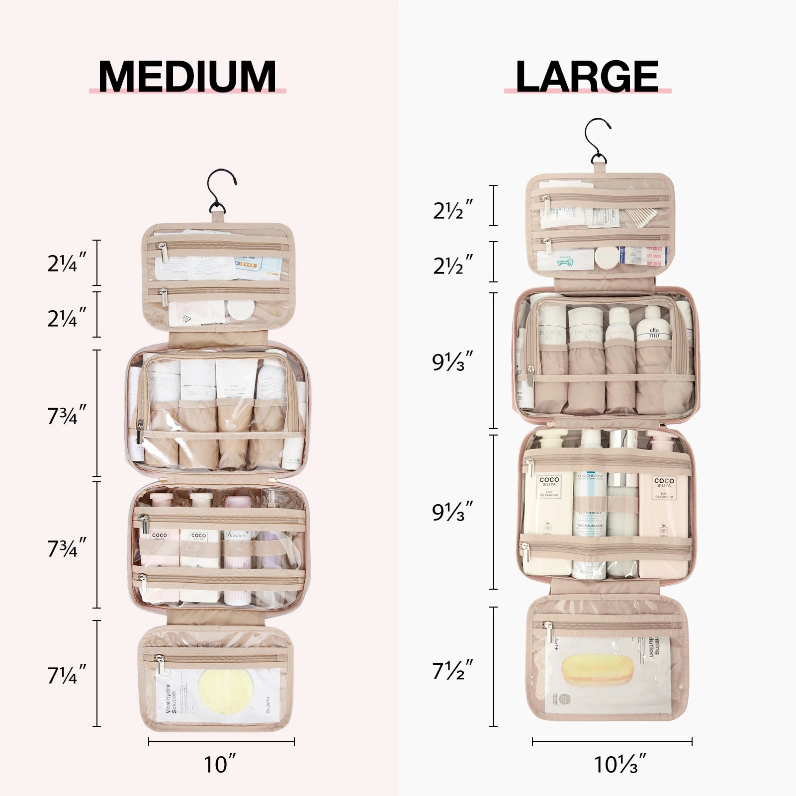 Large Toiletry Bag BAGSMART Travel Makeup Organizer Water-resistant Cosmetic Bags for Shampoo Full Sized Container Toiletries