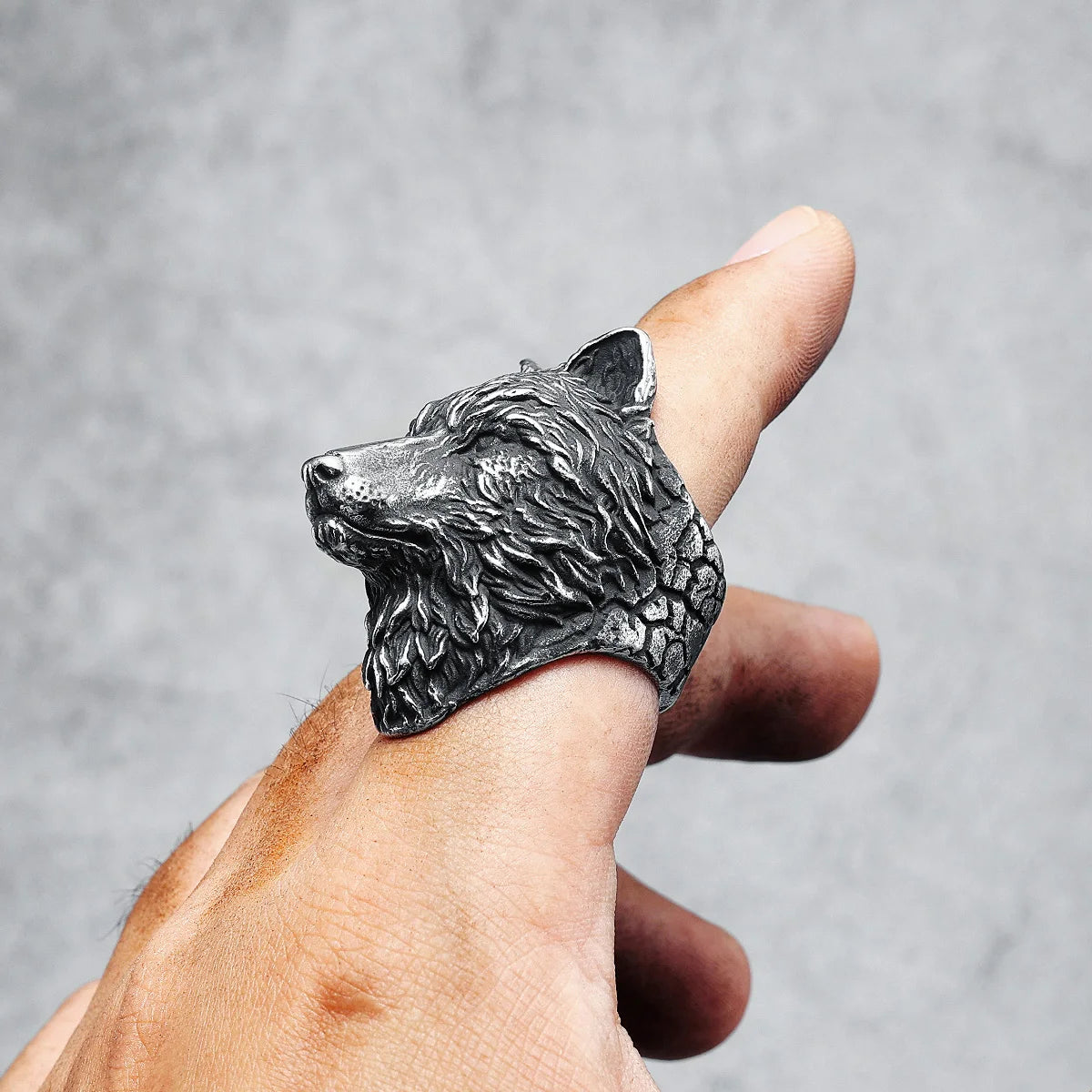 Wolf Rings 316L Stainless Steel Men Ring Forest Lead Wolf Rock Rap Hiphop for Biker Male Boyfriend Jewelry Best Gift Wholesale