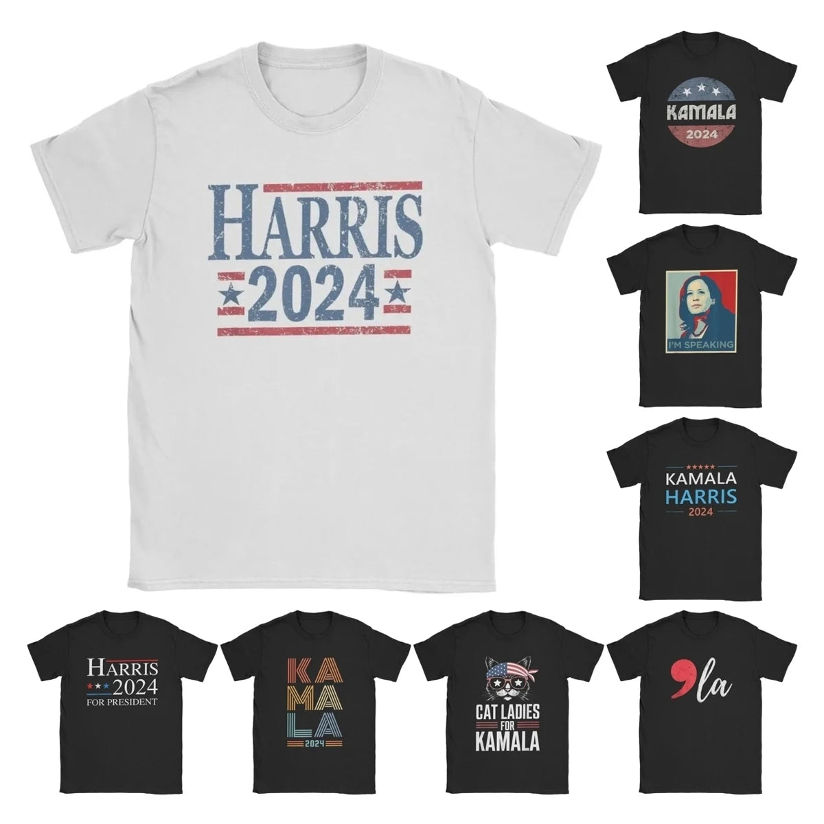 Vintage Kamala Harris 2024 T Shirts Men Cotton Novelty T-Shirts Crew Neck Joe Biden Tee Shirt Short Sleeve merchandise Summer