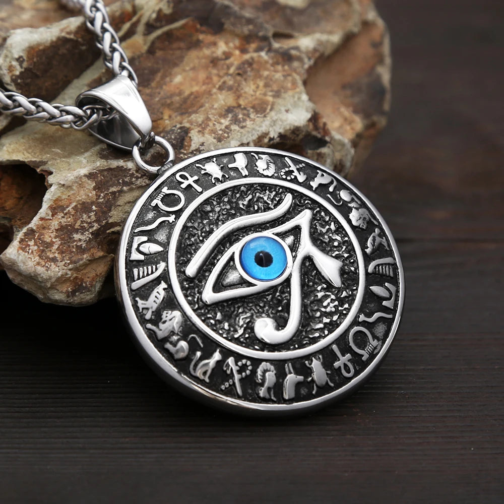 New Vintage Eye of Horus Pendant Necklace For Men Women Stainless Steel Personality Punk Religious Jewelry Gifts Dropshipping