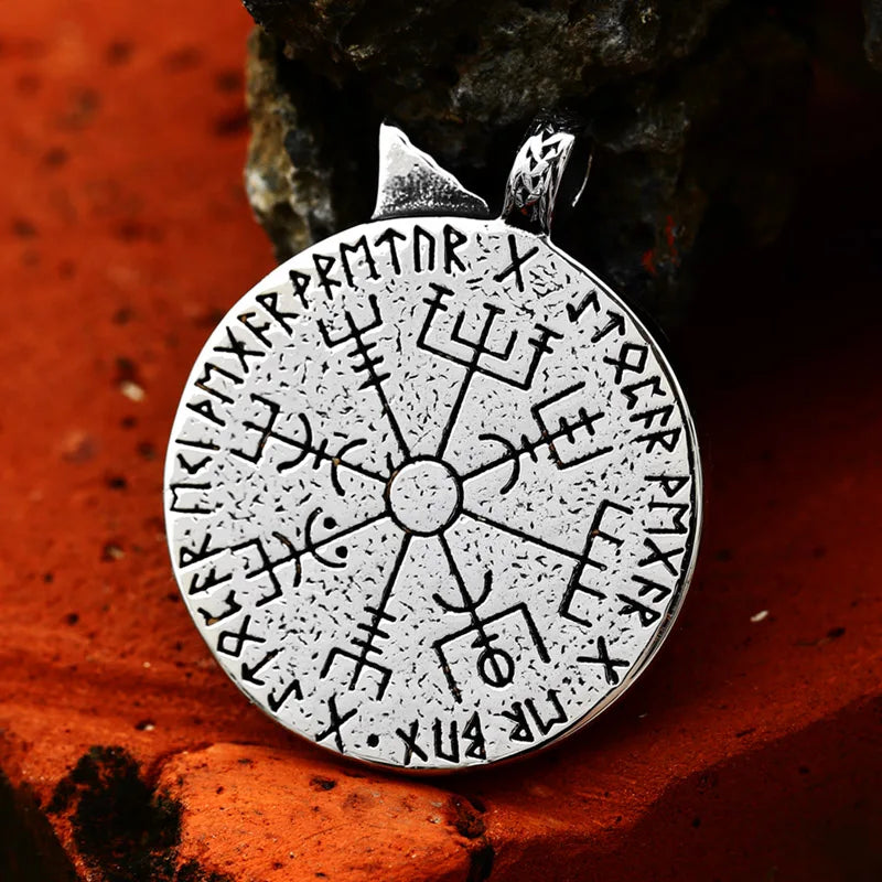 New Fashion 316L Stainless Steel Skull Viking Navigation Pendant For Men Viking Vegvisir Pendant Vintage Heavy Solid Jewelry