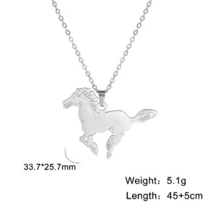 Colliers de chevaux Dreamtimes Collier pendentif cheval Collier en acier inoxydable Chaîne de cheval Bijoux de mode Cadeau de Noël pour femme