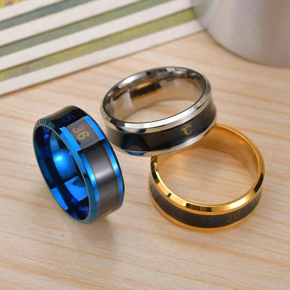 Fashion Smart Sensor Body Stainless Steel Love Band Ring With Temperature Measurement Function Rings For Couples Accessories