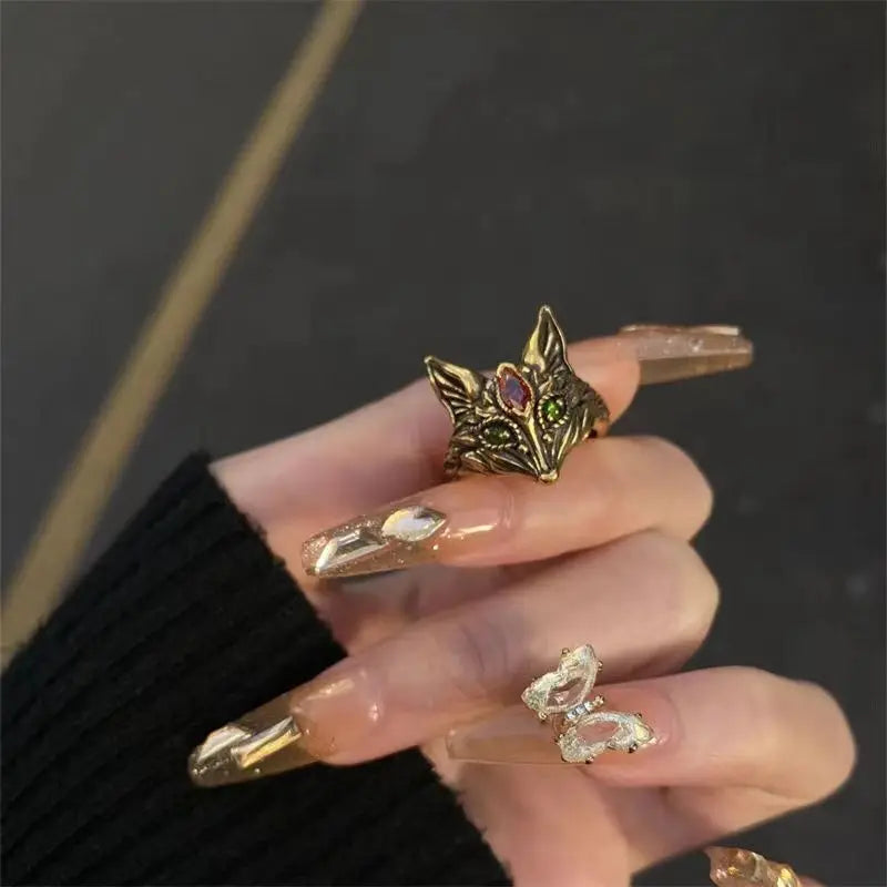 Niche Retro Design Personality Fox Opening Adjustable Ring Ladies Sexy Charming Temperament Party Jewelry Accessories