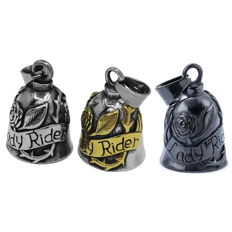 Pendentif Cloche Biker Rose Lady Rider Acier Inoxydable Mode Live To Ride Eagle Cadeau De Noël Pour Femme SWP0689A