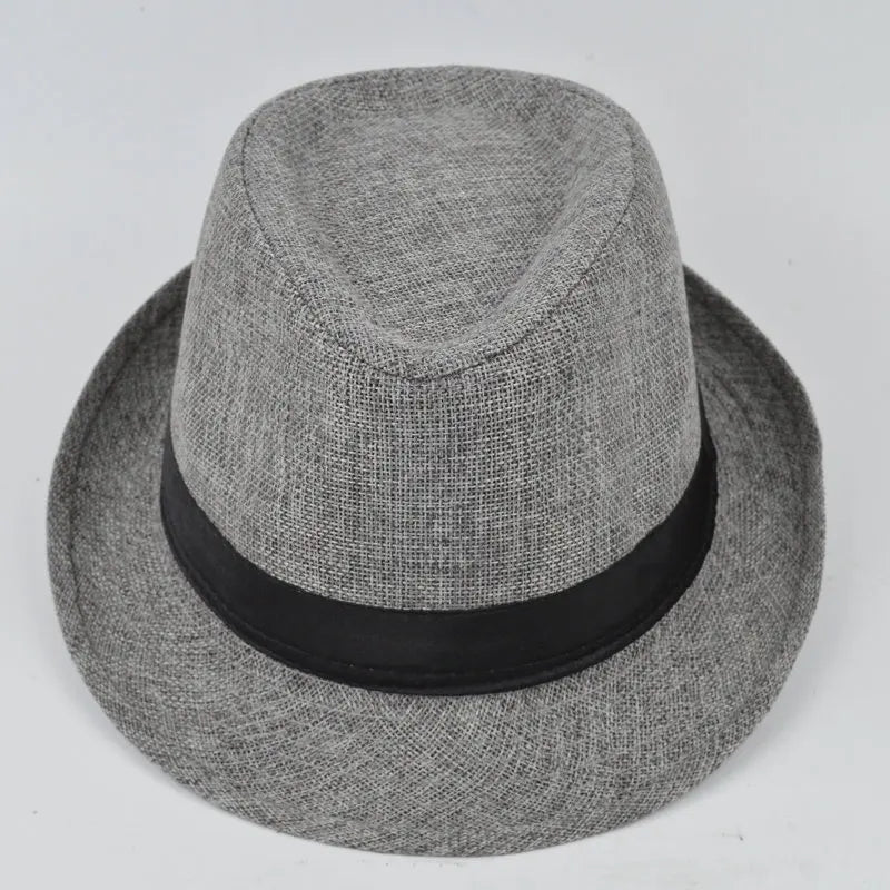 Men's Fedora Jazz Cotton Linen Solid Color Hat Summer Retro Bowler Hats Unisex Outdoor Chapeau  Bowler Hats Beach Trave Cap