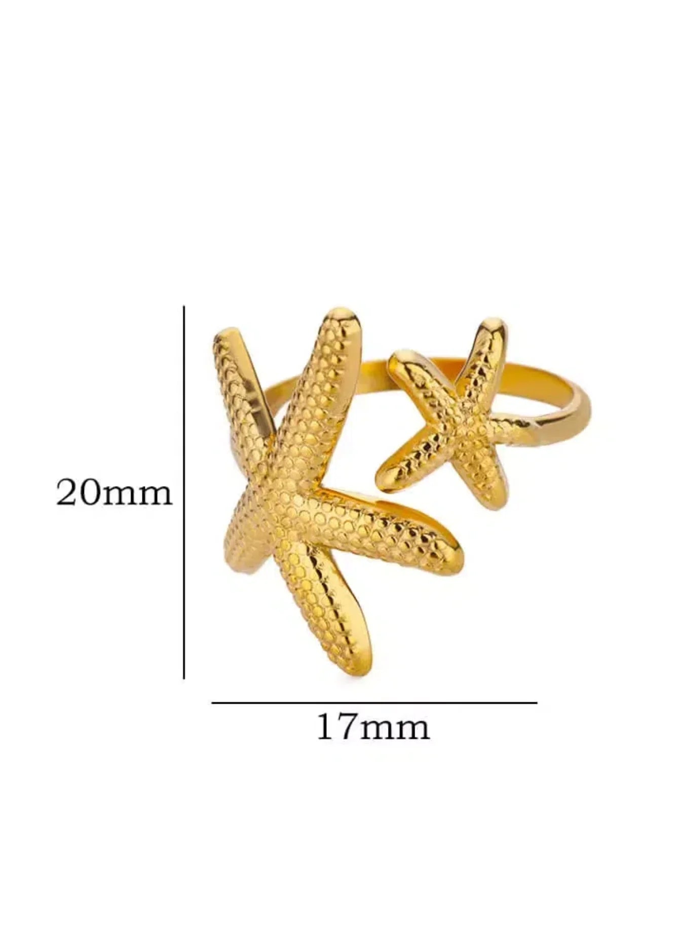 Freshwater Starfish Shell Opening Ring For Women New Fashion Gold Color Stainless Steel Anillos Summer Beach Jewelry Match Gifts