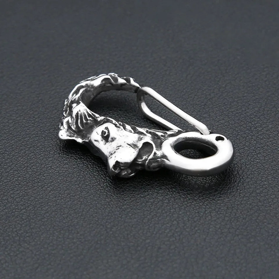 Vintage Vikings Lion Head Keychain For Men Women Stainless Steel Punk Animal Skull Shrimp Buckle Key Ring Fashion Jewelry Gifts