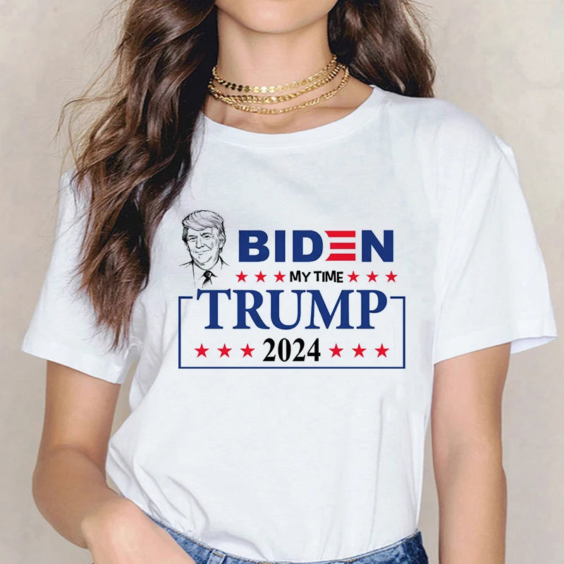 Donald Trump 2024 Merchandise Graphic Tee Shirt Harajuku Y2k Tops Lustige Mange Gothic T-shirt Frauen Mode T-shirt Kleidung Femme