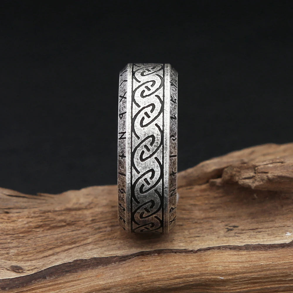 Nordic Simple Stainless Steel Futhark Runes Rings For Men Women Viking Odin Vegvisir Amulet Ring Fashion Icelandic Jewelry Gifts