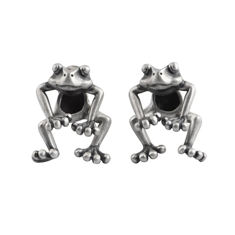 MKENDN 925 Sterling Silver Frog Earrings