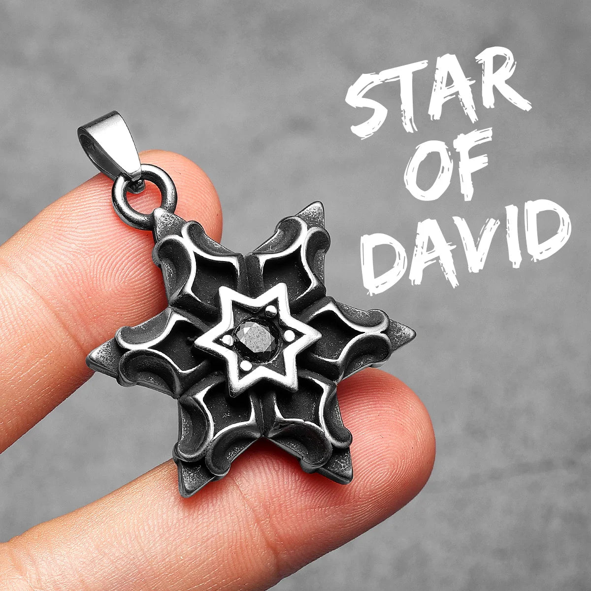 Six-pointed Star of David Pendants Gem Necklaces 316L Stainless Steel Men Chain Hip Hop Rock for Male Jewelry Gift Dropshipping