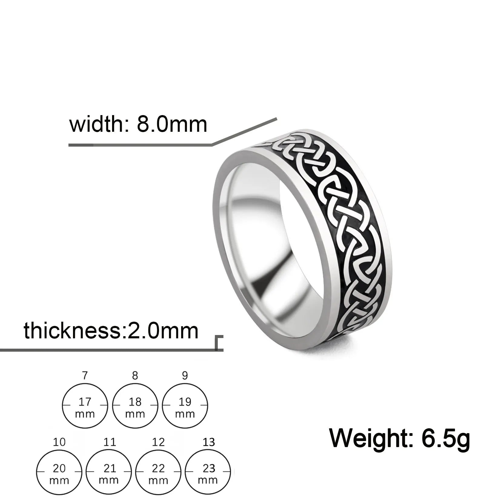 Bague de fiançailles de mariage en acier inoxydable avec nœud sculpté Viking Dreamtimes Fashion pour cadeau d'anniversaire pour homme