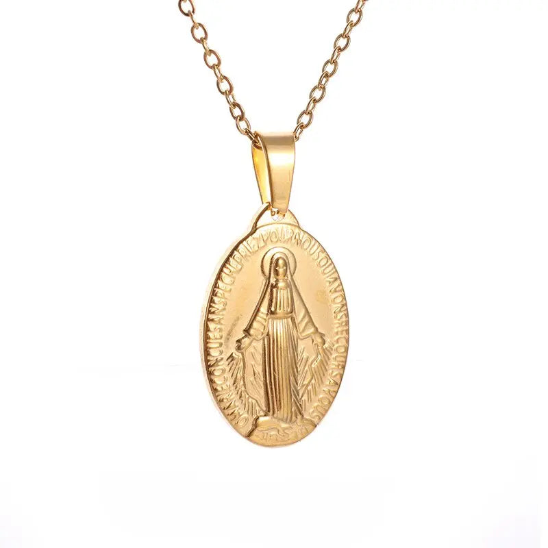 Delicate Our Lady of Guadalupe Medal Pendant Stainless Steel Virgin Mary Necklace Women\\'s Prayer Jewelry Catholic Jewelry Gift