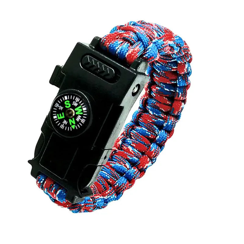 Emergency Paracord Rope Led Light Survival Bracelet Outdoor Multifunction SOS Rescue Survival Bracelet Compass Sport Whistle