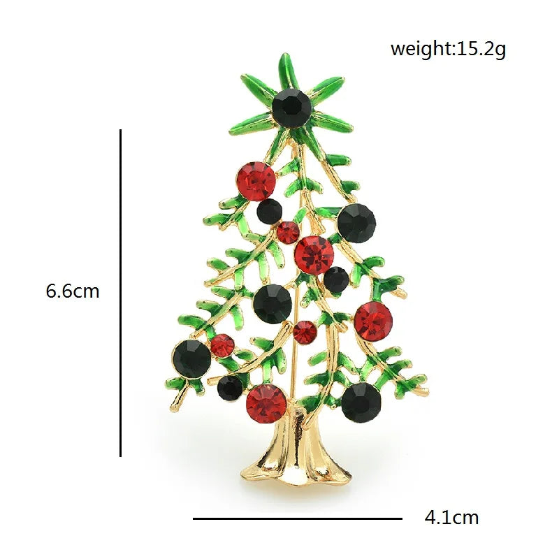 Wuli&baby Christmas Tree Brooches Women Unisex Enamel Rhinestone Plants Party Office Brooch Pins Gifts