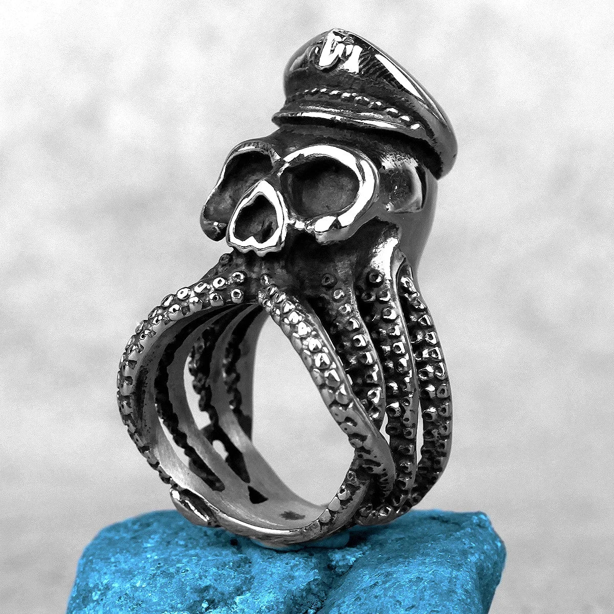 Octopus Ring Stainless Steel Men Rings Cuttlefish Captain Punk Rock Hip Hop for Male Boyfriend Jewelry Creativity Gift Wholesale