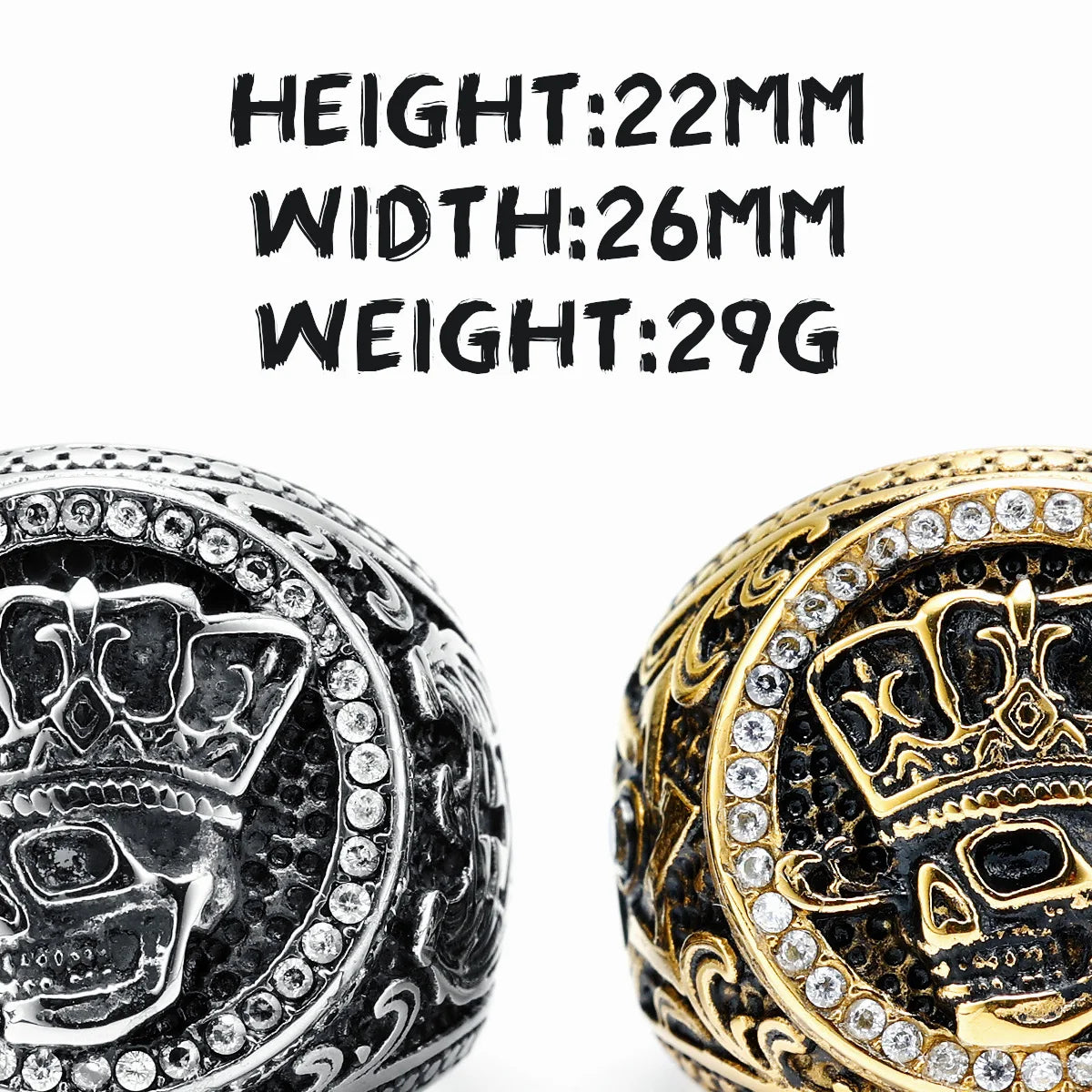 Emperor Men Rings 316L Stainless Steel Joker Crown Inlaid Rhinestone  Skeleton Hip Hop Rap for Male Biker Jewelry Best Gift