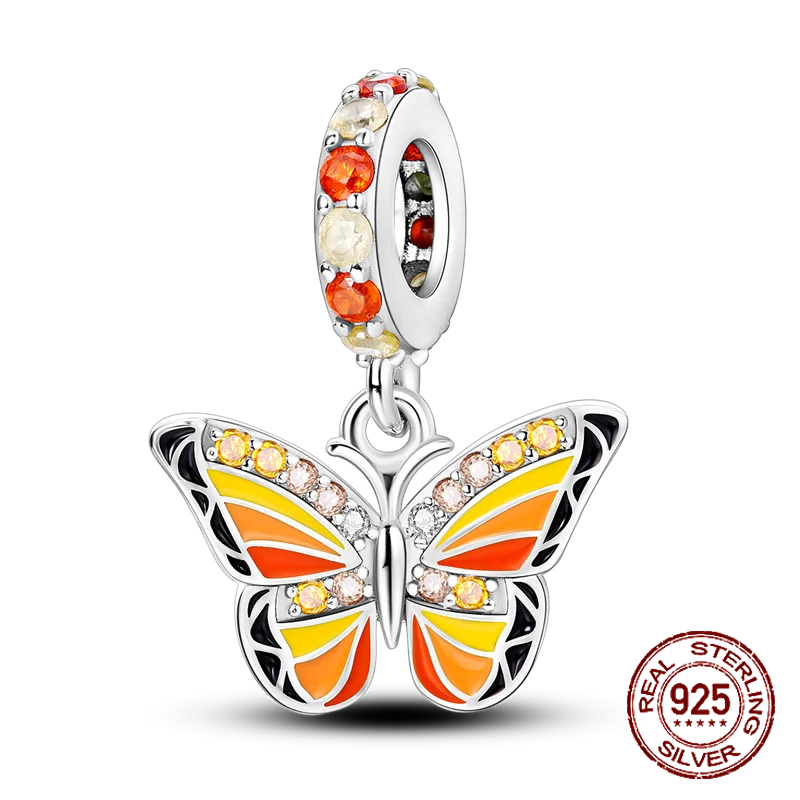 Butterfly Flower Animal Beads Fit Pandora Original bracelet charms Silver 925 Necklace pendientes mujer for Women Jewelry making