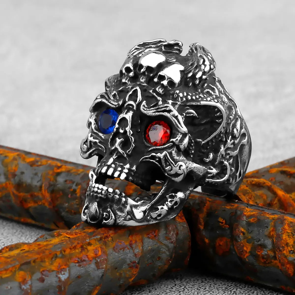 Gothic Punk Satanic Devil Skull/Animals Ring Vintage Steampunk Men's Stainless Steel Viking Ring Hiphop Motorcycle Biker Jewelry