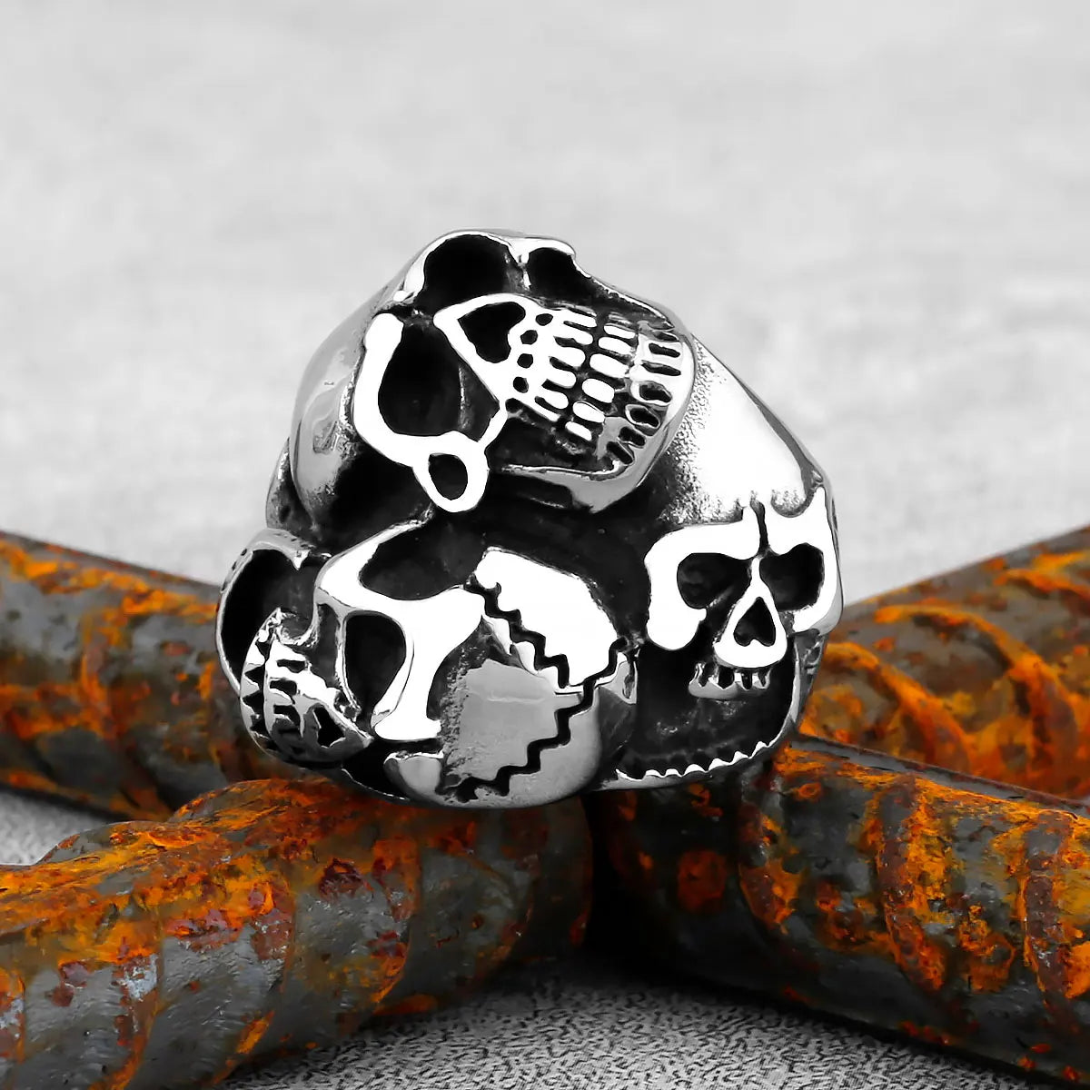 Gothic Punk Satanic Devil Skull/Animals Ring Vintage Steampunk Men's Stainless Steel Viking Ring Hiphop Motorcycle Biker Jewelry