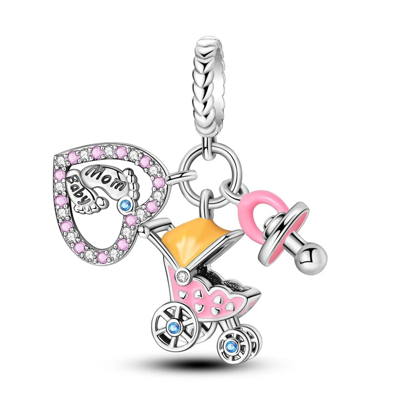 New 925 Sterling Silver Cross Love Clover Castle Elephant Beads Charms Fit Original Pandora Bracelets Women Jewelry DIY Gift