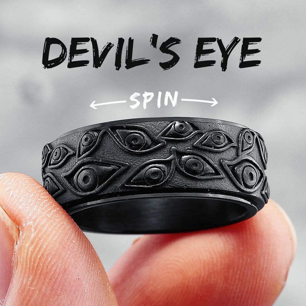 Devil Eyes Ring 316L Stainless Steel Men Women Rings Top Quality Rotatable Spin Hip Hop Rap for Jewelry Best Gift Dropshipping